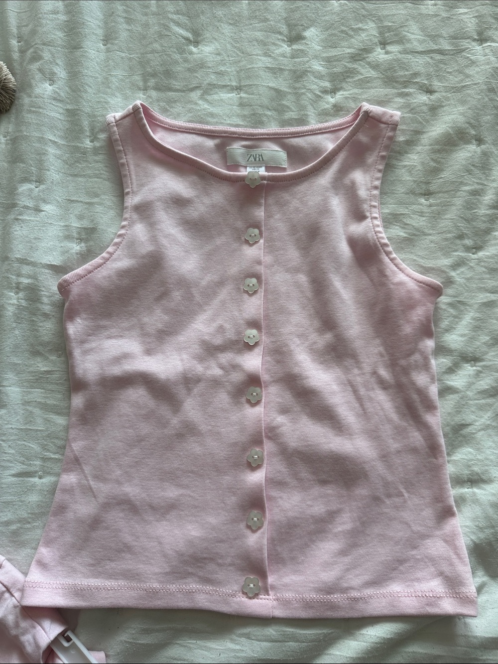 New Zara girl’s Pink Sleeveless Button-Front Tank Top